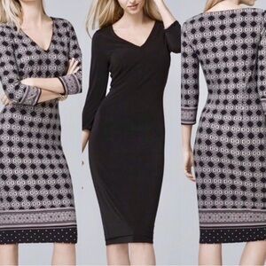 White House Black Market Reversible Dress, Black/ White 3/4-Length Sleeve,